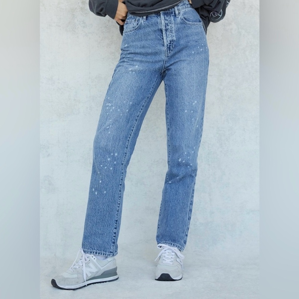 Paint Splatter Blue Women's Dad Jeans